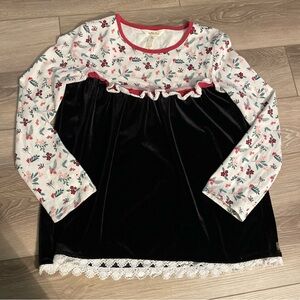 Matilda Jane Girl’s 10 Holly Floral and Black Velour Tunic Dress